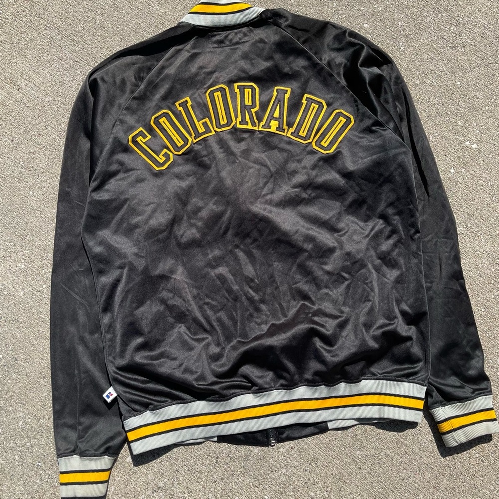Vintage Colorado Buffs Warm Up Jacket Russell Athletic Black Yellow